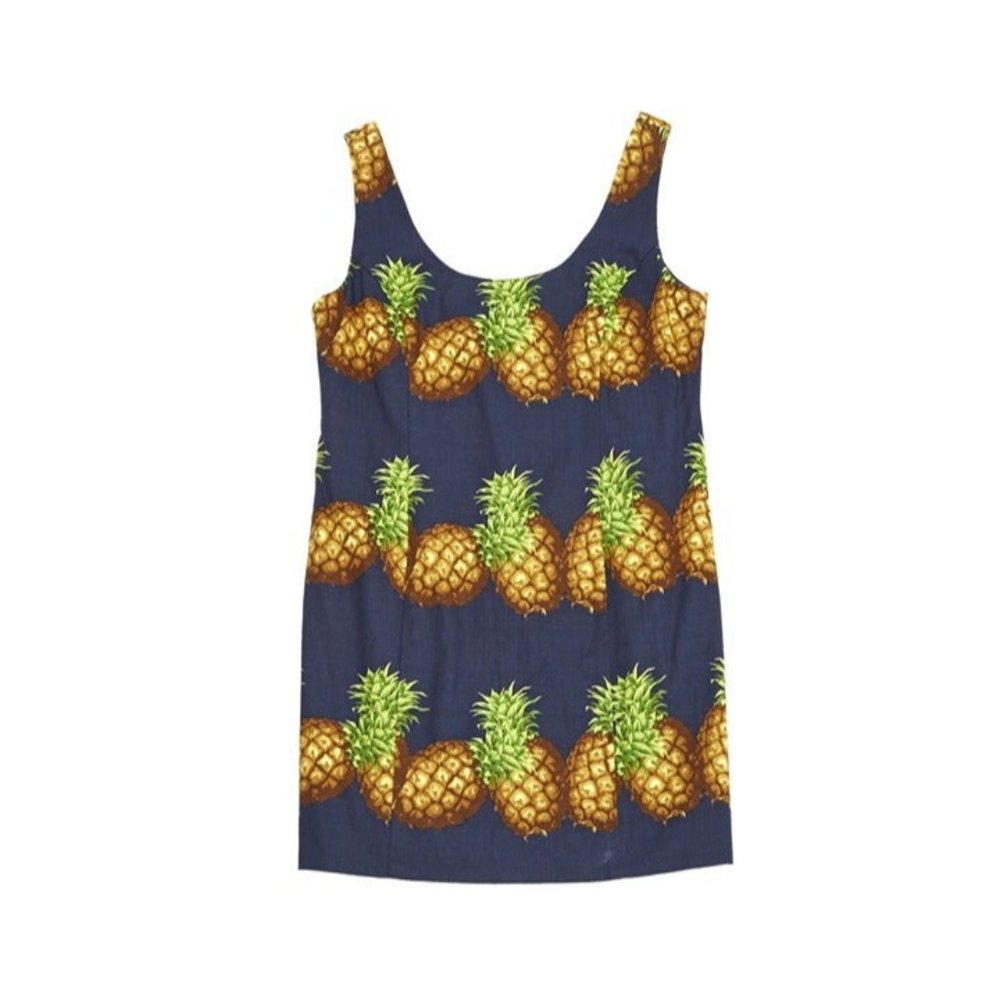J. Crew Navy Blue Pineapple Shift Dress Size 8